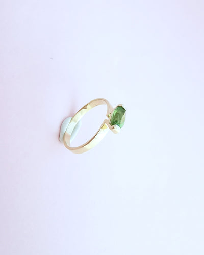 Bague 53.5 Bague Péridot en solitaire Or Jaune 18 K 58 Facettes AA 1667
