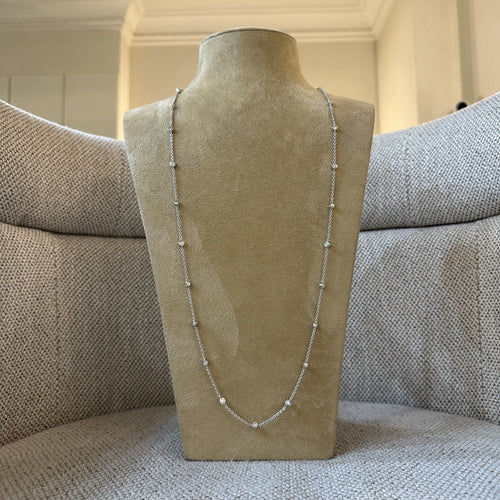 Collier Sautoir en or gris 18K - 80 cm - 2,50 ct de diamants brillants G-VS 58 Facettes FB08732