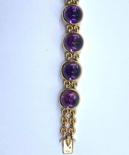 Bracelet Bracelet en or 18 carats sertie de 9 améthystes en cabochon 58 Facettes AB88