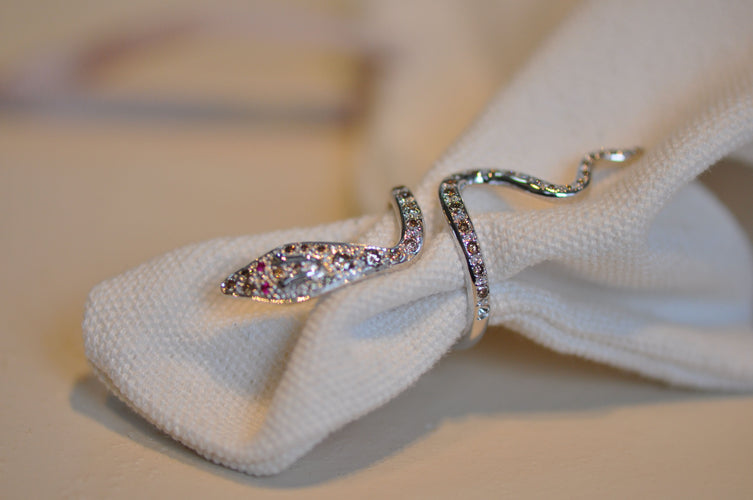 Bague 52.5 bague grand serpent en or blanc avec diamants naturels 58 Facettes