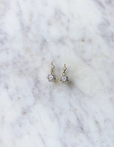 Boucles d'oreilles Dormeuses Anciennes Diamants 58 Facettes