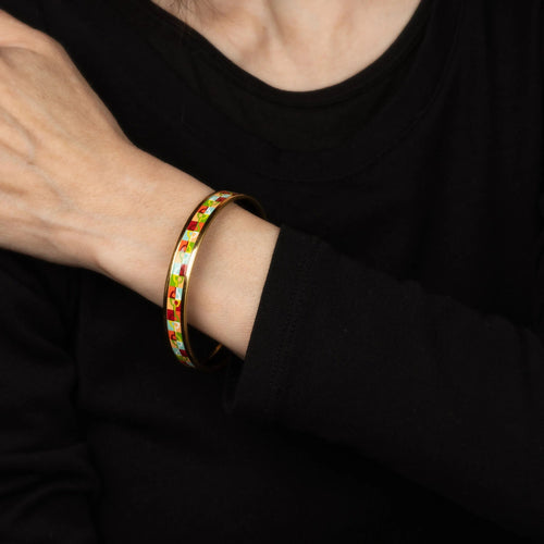 Bracelet Hermes - Bracelet jonc en émail motif à maillons multicolores 58 Facettes