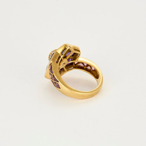 Bague 51 Bague or jaune, améthyste et diamants 58 Facettes CHAL0199