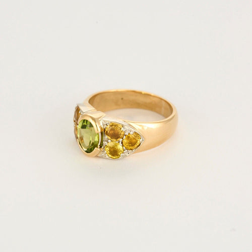 Bague 56 Bague en or jaune, péridot et citrines 58 Facettes MON0771