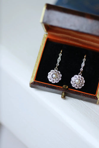 Boucles d'oreilles Boucles d'oreilles Art Deco Perles et Diamants 58 Facettes