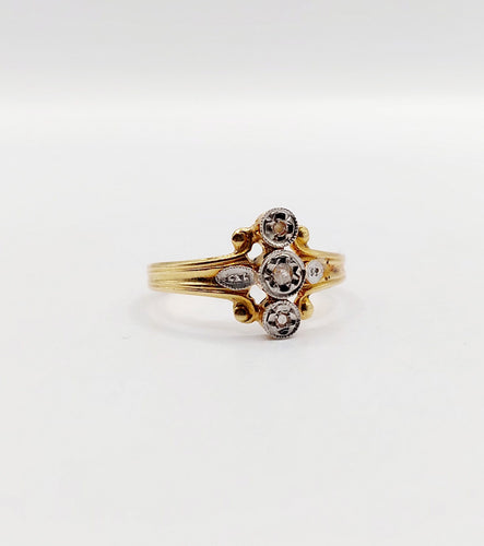 Bague 49 Bague marquise antique en or 18k et diamants taille rose (circa 1900) 58 Facettes A06394