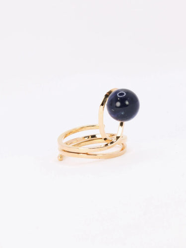 Bague 57 Bague moderniste or jaune sodalite 58 Facettes 1087.16