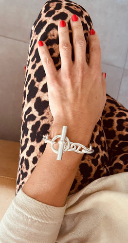 Bracelet Bracelet en argent de la maison Hermès modèle iconique chaine d'ancre. 58 Facettes 1