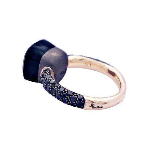 Bague 51 Bague Pomellato, "Nudo", or rose, titane, obsidienne, diamants noirs. 58 Facettes 33642