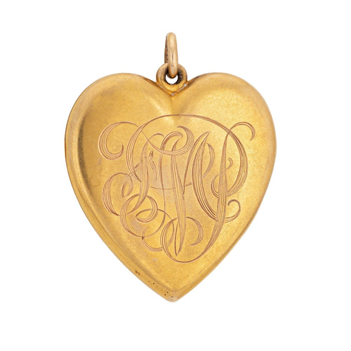 Pendentif Pendentif médaillon en forme de grand cœur de style victorien ancien, en or jaune 58 Facettes G12341