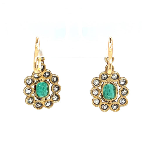 Boucles d'oreilles Boucles d'oreilles pendantes en or et diamants émeraude de Colombie Art Déco 58 Facettes