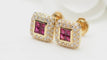 Boucles d'oreilles Boucles d'oreille en or jaune, rubis et diamants 58 Facettes 32692