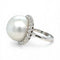 Bague 54 Bague rétro en or blanc avec perle des mers du Sud et diamant 58 Facettes