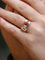 Bague 57 Bague tank en or, platine, diamants et rubis calibrés 58 Facettes J138