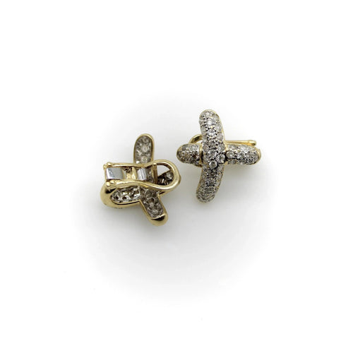 Boucles d'oreilles Boucles d'oreilles vintage en or jaune 14 carats avec pavé de diamants 58 Facettes A20018