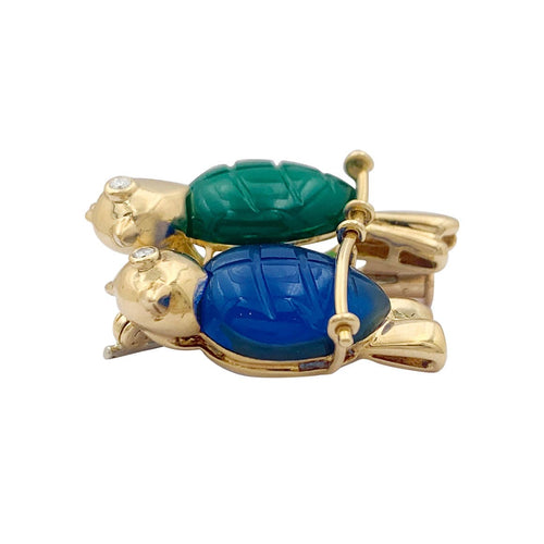 Broche Broche Cartier "Les Inséparables" or jaune, diamants, pierres de couleur. 58 Facettes 33881