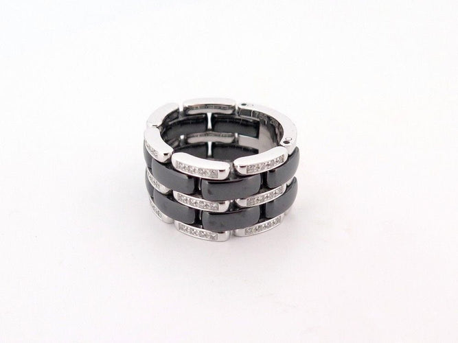 Bague 57 bague CHANEL ultra gm ceramique noire or diamants 58 Facettes 259938