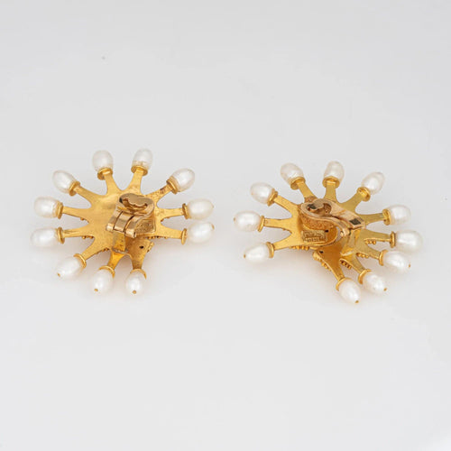Boucles d'oreilles Boucles d'oreilles Ilias Lalaounis en perles, grandes de 3,8 cm, bijoux byzantins vintage en or 18 carats 58 Facettes G13581