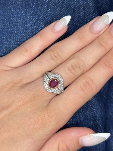 Bague 53 Bague ancienne or jaune rubis et diamants 58 Facettes 880