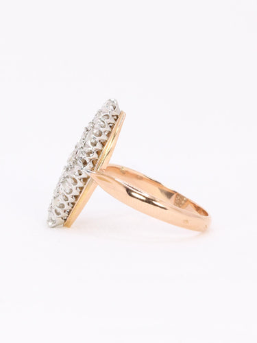 Bague marquise or rose diamants taille rose