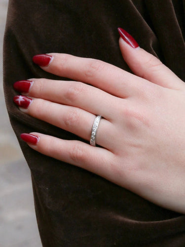 Bague Alliance or blanc diamants taille ancienne 58 Facettes J304