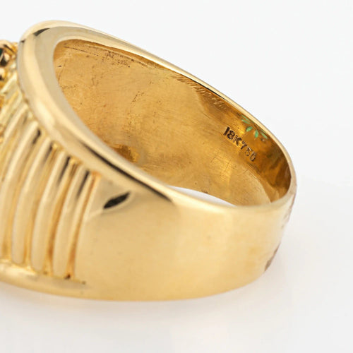 Bague 60 Bague Cigare Diamant Émeraude Vintage Or Jaune 58 Facettes G13496
