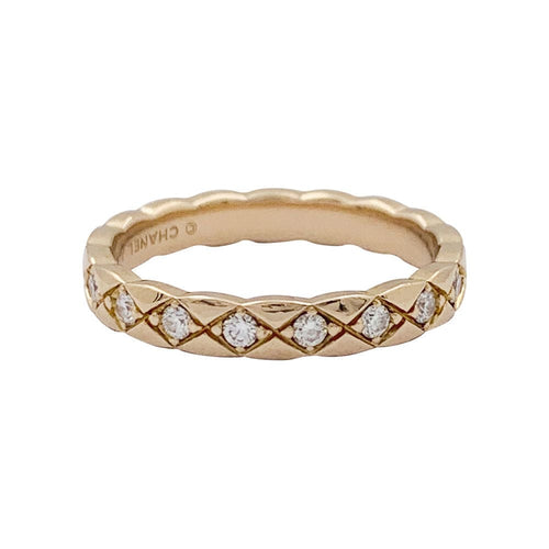 Bague 53 Bague alliance Chanel, "Coco Crush", or rose, diamants. 58 Facettes 33651