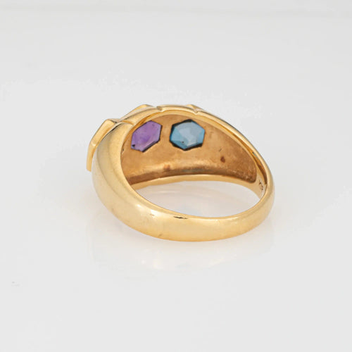 Bague 53 Bague vintage en or jaune avec améthyste et topaze bleue 58 Facettes G13634