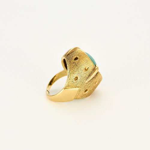 Bague 47 Bague moderniste en or jaune et amazonite 58 Facettes CAN11091