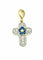 Pendentif Croix 2 Ors 18K Saphir et Diamants
