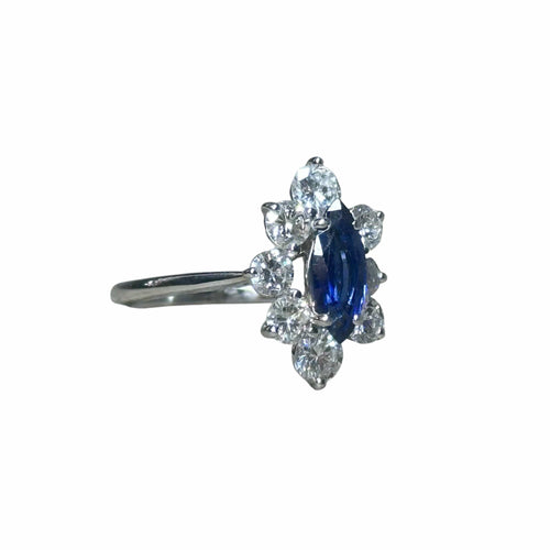 Bague 53 Bague marquise or blanc saphir diamants 58 Facettes 88
