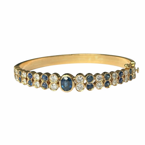 Bracelet Jonc or jaune, Serti de Saphirs et Diamants 58 Facettes 339