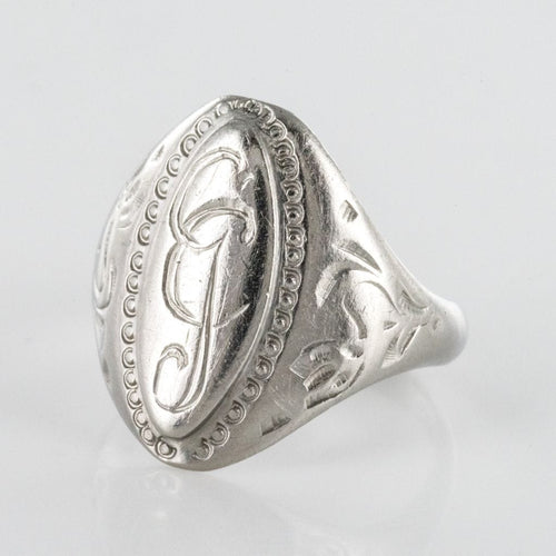 Bague 61 Chevalière ancienne argent 58 Facettes 19-463A-55