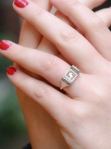 Bague 55 Bague Art Deco or diamants taille rose 58 Facettes J193