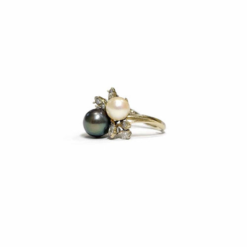 Bague 47 Bague or gris bouquet de perles 58 Facettes REF2573-340