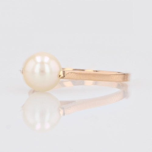 Bague 54 Solitaire perle de culture or jaune 58 Facettes 23-337