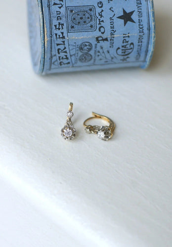 Boucles d'oreilles Dormeuses Anciennes Diamants 58 Facettes