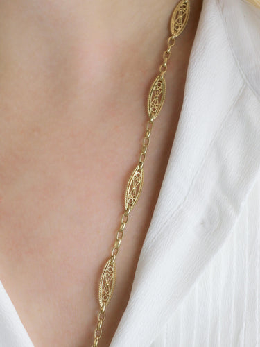 Collier Collier chaine Art Nouveau maille filigrane or jaune 58 Facettes 1152.2