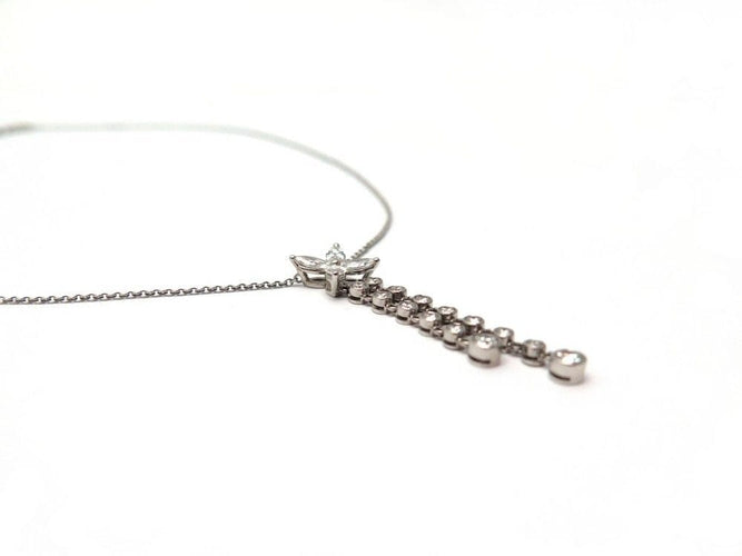 Collier collier tiffany victoria fleur pendante diamants platine 58 Facettes 259242