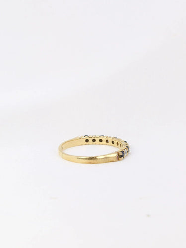 Bague 50 Demi-Alliance américaine en or jaune, diamants et saphirs 58 Facettes J104