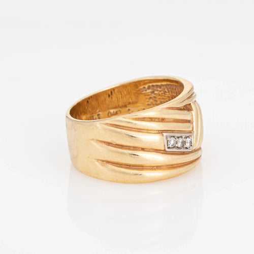 Bague 58 Bague bandeau or jaune diamants 58 Facettes G13497