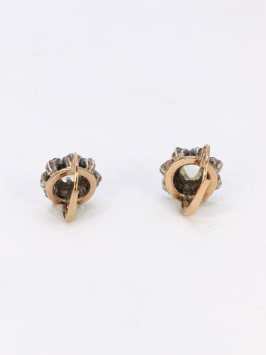 Boucles d'oreilles Dormeuses marguerite diamants taille rose 58 Facettes 1090.3