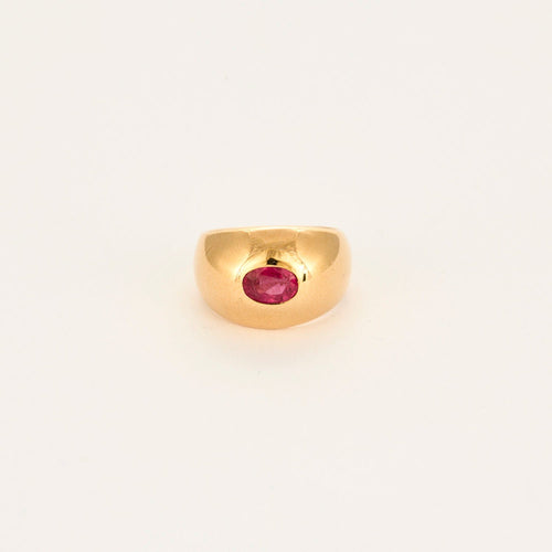 Bague 44 Chevalière Rubis Ovale 58 Facettes 1