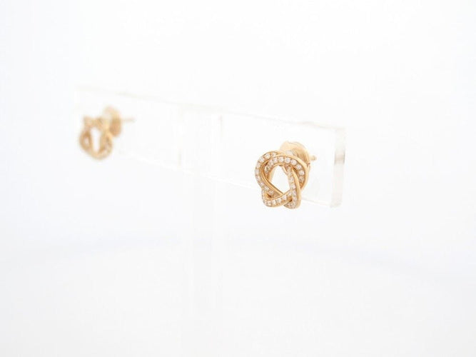 Boucles d'oreilles boucles d'oreilles POIRAY puces tresse or jaune diamants 58 Facettes 260895