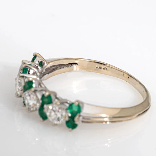 Bague 47 Bague Diamant Émeraude Bande Or Blanc 58 Facettes G13165