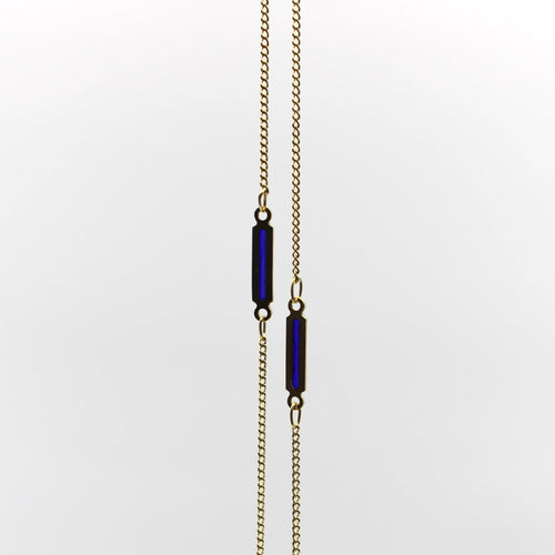 Collier 14K Gold Vintage UnoAErre Blue Plique-à-Jour Chain 58 Facettes