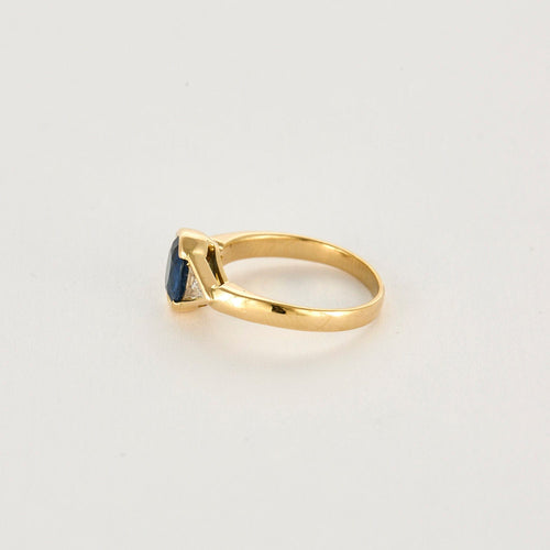 Bague 52,5 Bague or jaune, saphir et diamants 58 Facettes COL2959