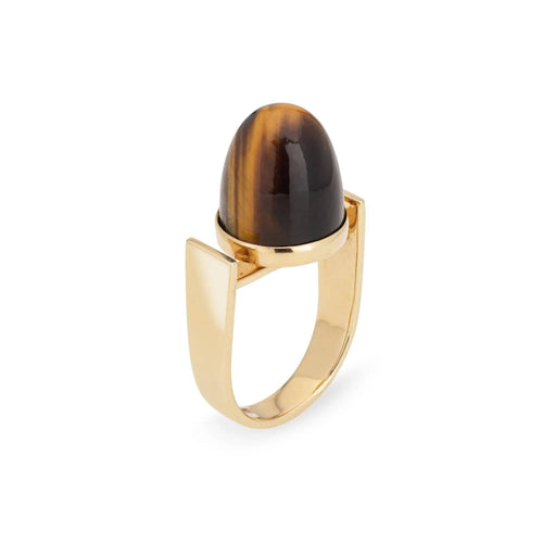 Bague 53 Bague 2 en 1 Vintage Or Jaune Lapis Lazuli Oeil de Tigre 58 Facettes G13454