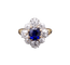 Bague 51 Bague or jaune et platine, saphir naturel, diamants 58 Facettes C61-05