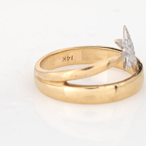 Bague 47 Bague étoile filante vintage en or jaune, bijoux fins célestes 58 Facettes G14046